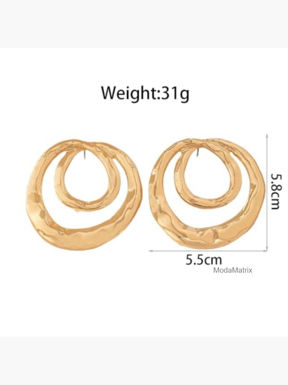 Gold Chunky Geometric Dangle Earrings for Women Large Round Statement Drop - Picture 3 of 7